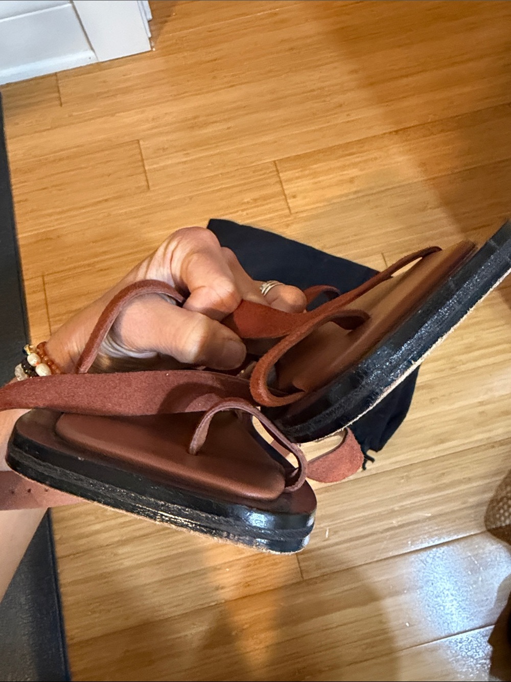 Matteau rust brown leather strappy sandals - Picture 4 of 6